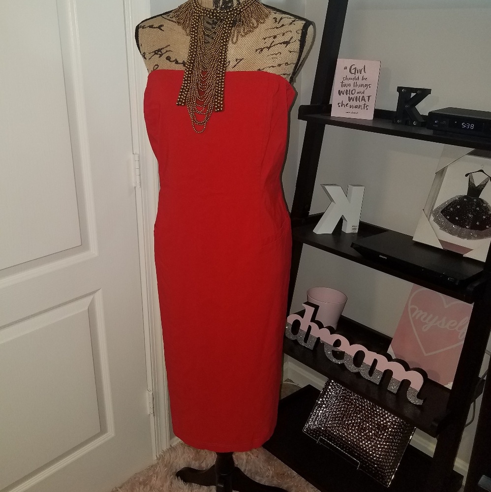 NWT Red Strapless Dress